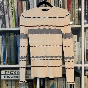 Proenza Schouler Cream and Brown Striped Sweater
